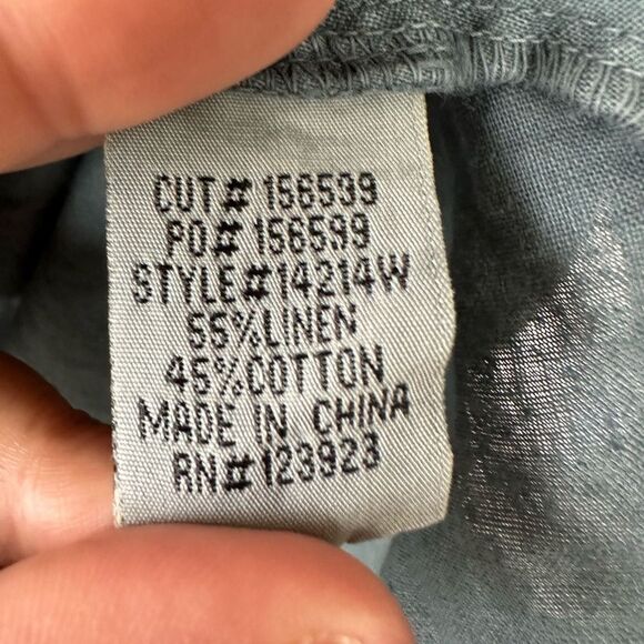 Wearables Belita Ruffle Split V Neck Linen-Blend Short Sleeve Raw Hemline Top XS - Picture 7 of 8